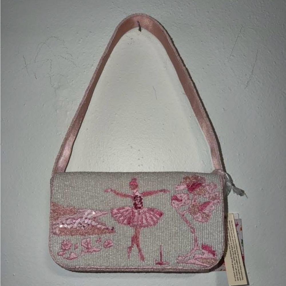 Gorgeous viral Pink Ballerina Embellished beaded Shoulder Bag